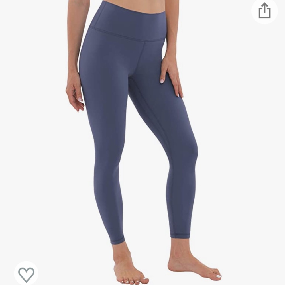 Amazon Athletic High Waisted Yoga Pants 7/8 Length Workout Leggings Black
